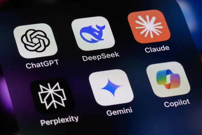 AI apps on a phone screen