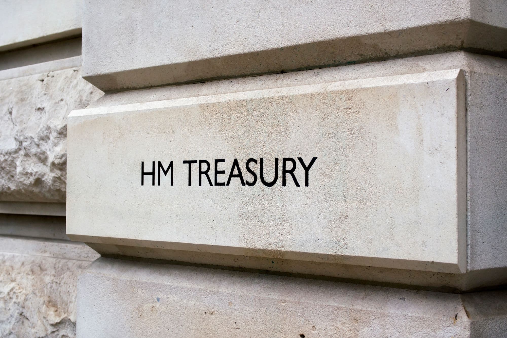 HM Treasury sign on a wal