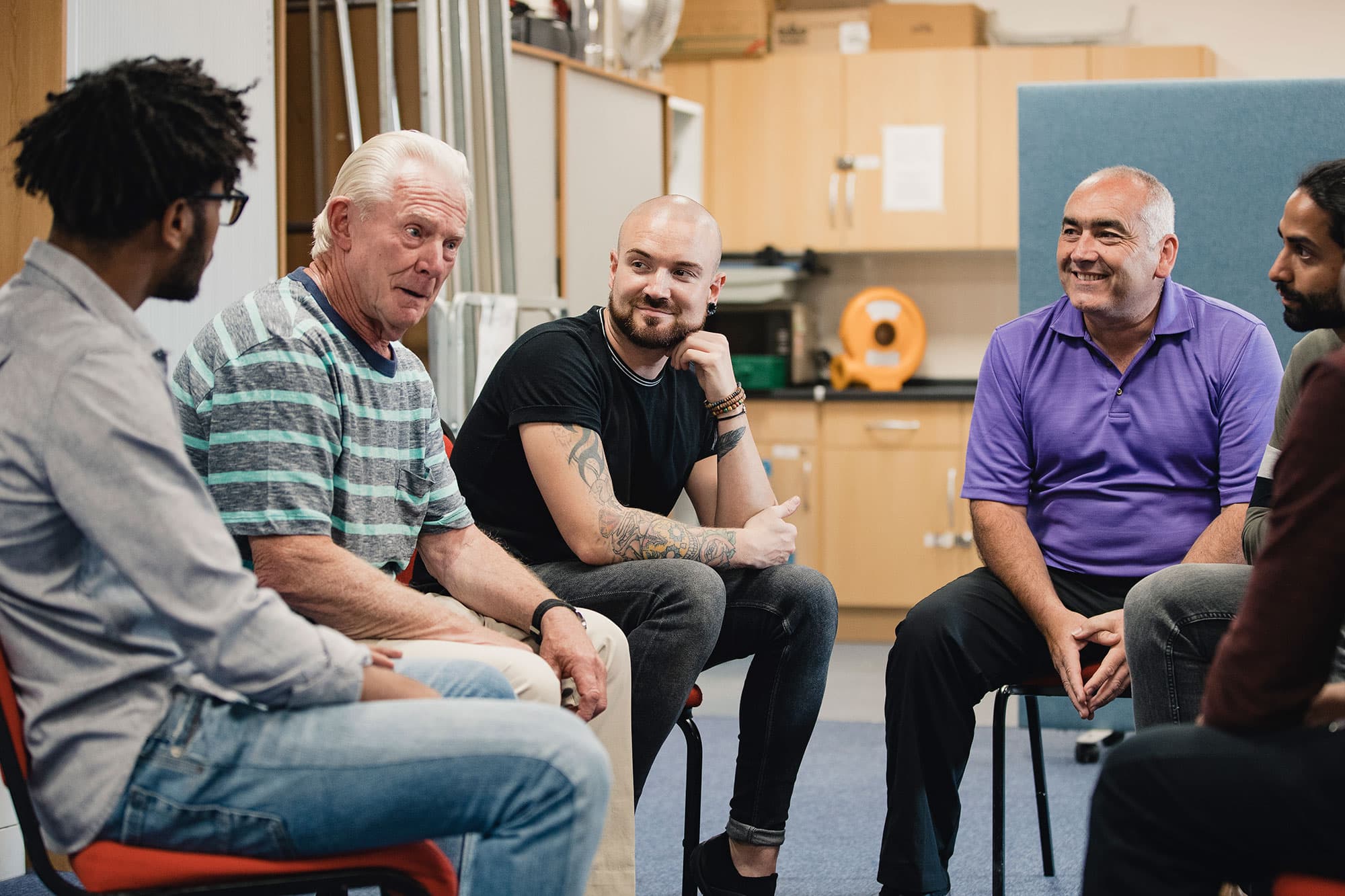Male group counselling session