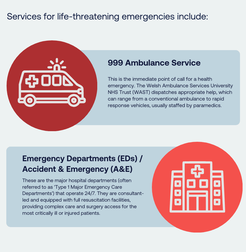 Services for life threatening emergencies in Wales